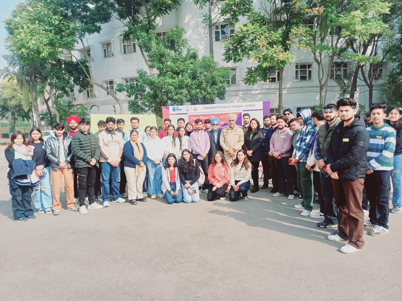 Teachers and students were given information about road rules in Chandigarh Group of Colleges Landran and Government Senior Secondary School Jhanjeri